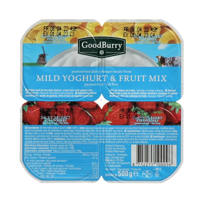 Fruit Yogurt GoodBurry Pineapple/Raspberry/Strawberry/Peach 0,1%