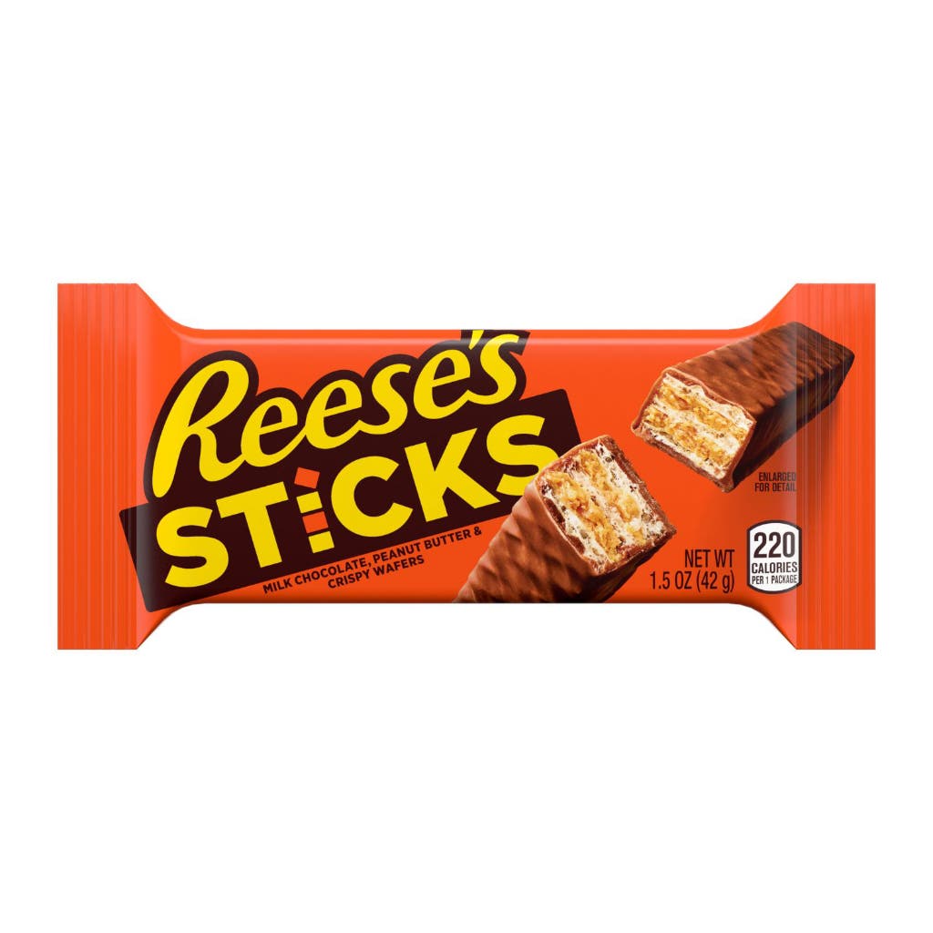 REESE'S STICKS Milk Chocolate, Peanut Butter and Crisp Wafers Candy Bars, 42g