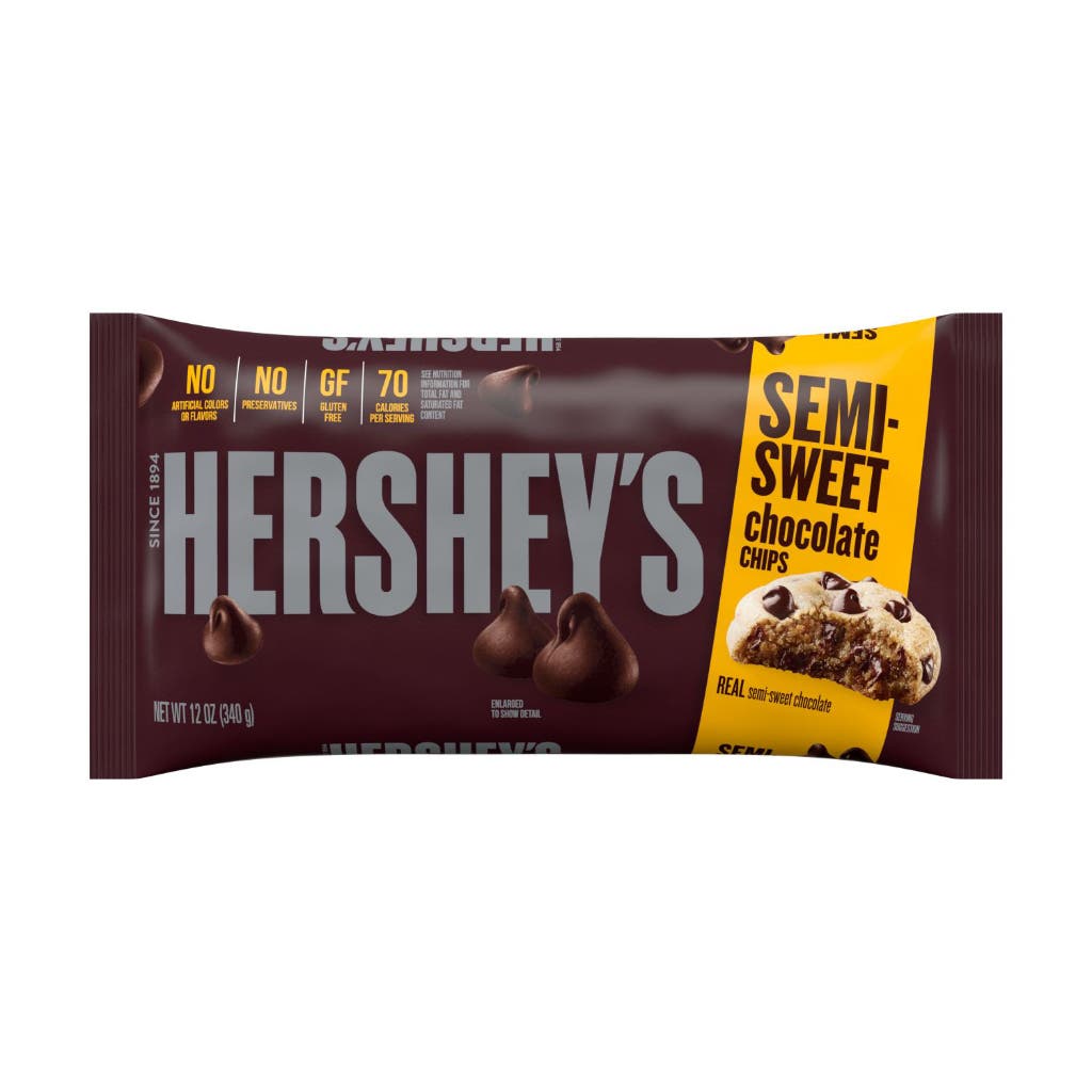 HERSHEY'S Semi-Sweet Chocolate Baking Chips Bag 340g