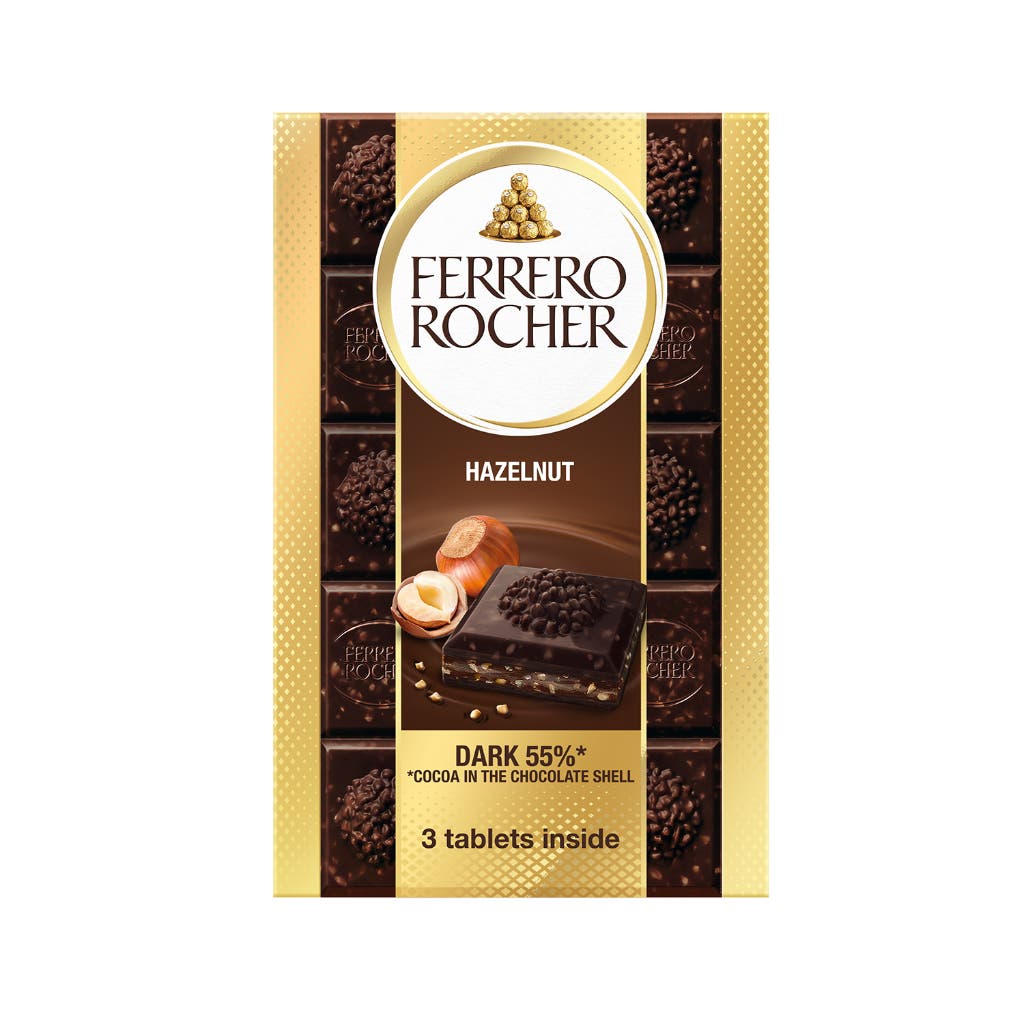 Hazelnut Chocolate Bar Ferrero Rocher Dark 55% T(90x3)