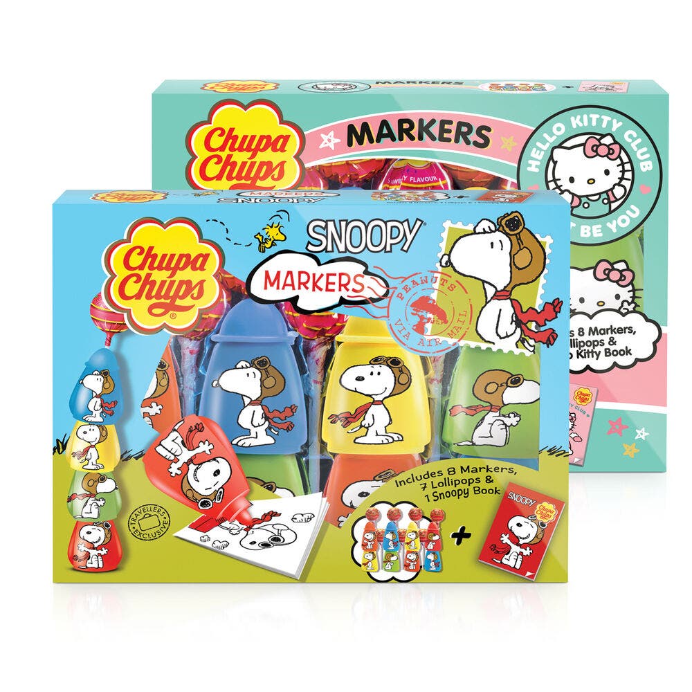 Gift Set with Candy Chupa Chups Markers Snoopy & Hello Kitty