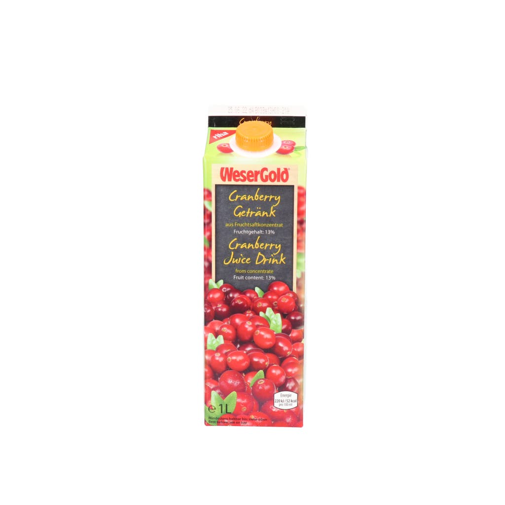 Juice Cranberry Wesergold 13% Fruit Drink Recap