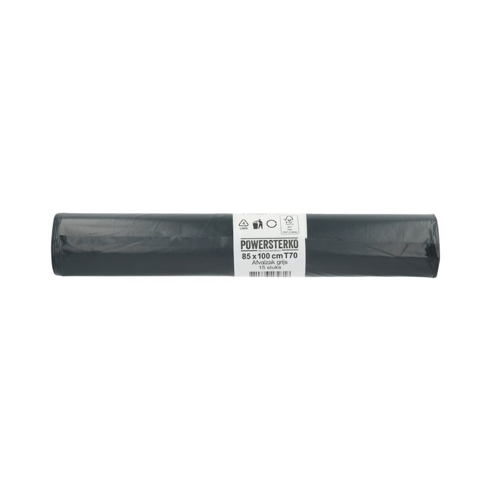 Garbage Bag Plastic Grey LDPE 65+20 (=85 x100) T70 54my 130 L