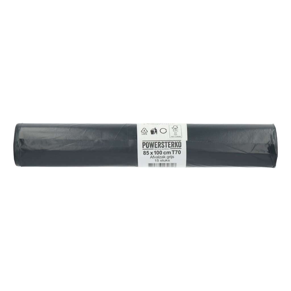 Garbage Bag Plastic Grey LDPE 65+20 (=85 x100) T70 54my 130 L